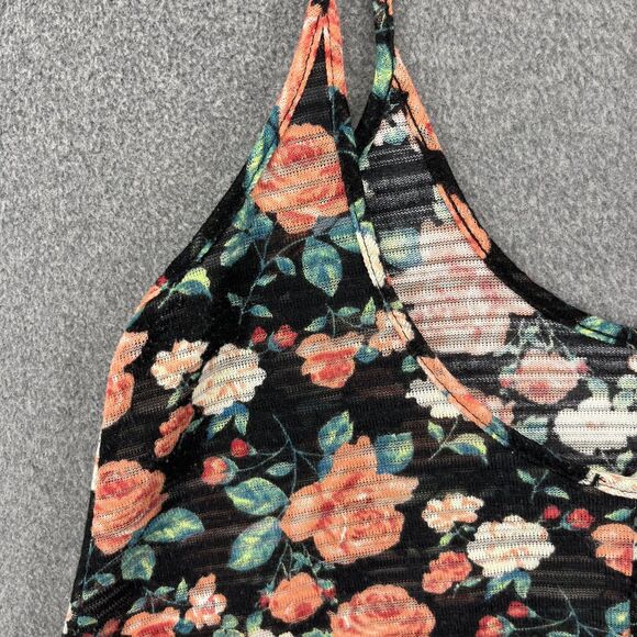 Soprano Tank Top Womens Small Black Floral Rose Y2K Sleeveless Camisole USA - Picture 11 of 14